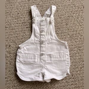 Baby Gap White Knot Denim Short Overalls Toddler 18-24
